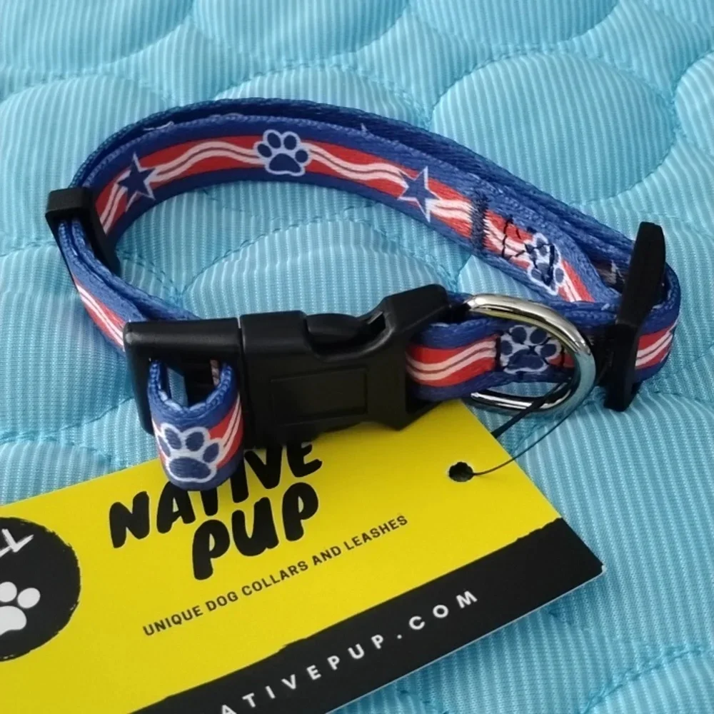 Native Blue and Red Dog Collar